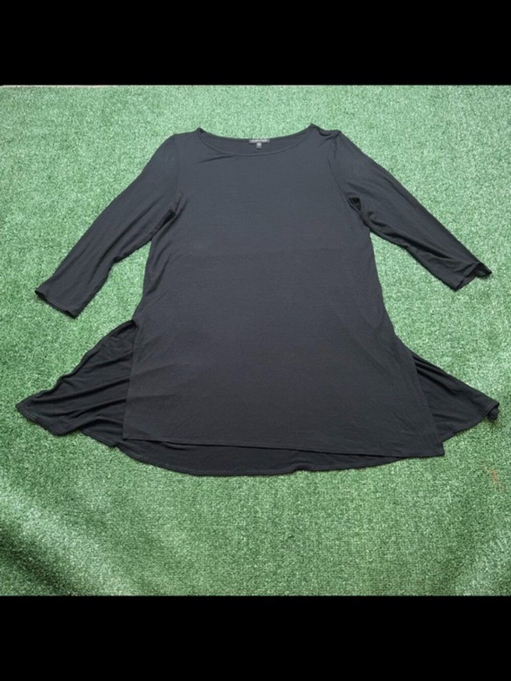 Eileen Fisher Tunic Blouse Womens Size L Black Long Sleeve